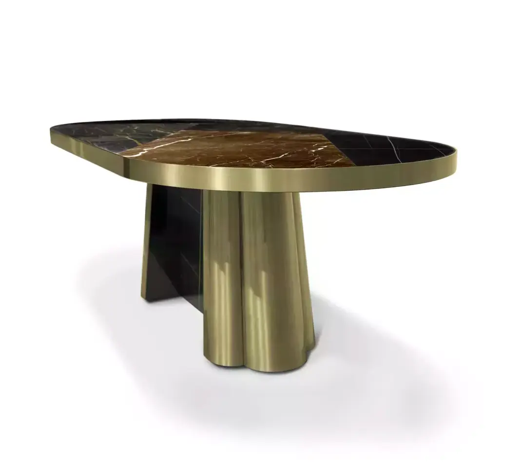 Decovita Tavolo da Pranzo Granito Nero & Oro