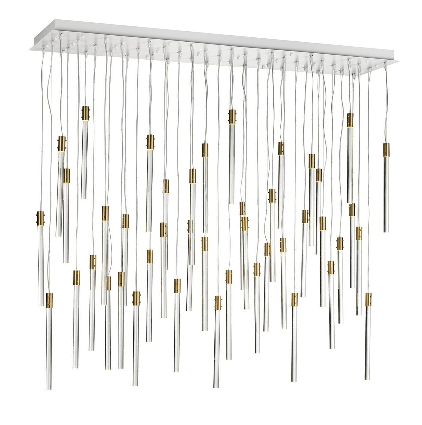 Lampadario con 43 Pendenti in Vetro Trasparente