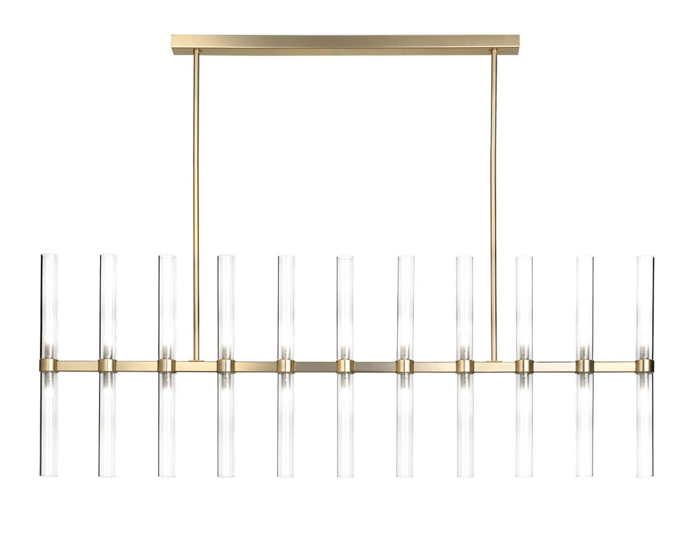 Lampadario Rettangolare con Tubi in Vetro