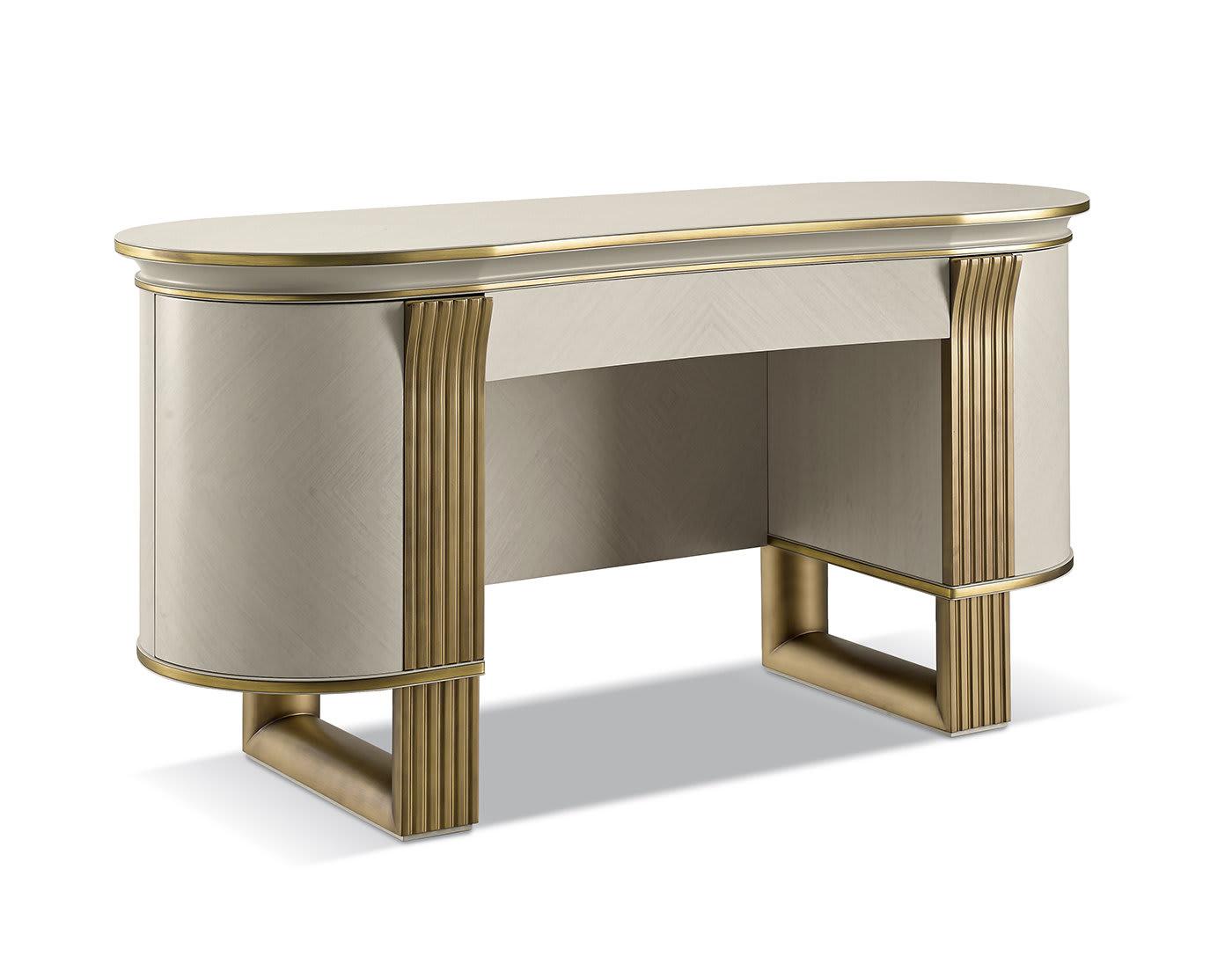 Tavolo da Toeletta Bianco / Oro Oliver | Configurazione: Con specchio