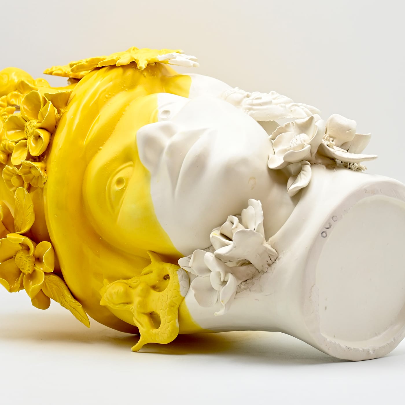 Testa di Moro Oro e Bianca Artigianale Scultura