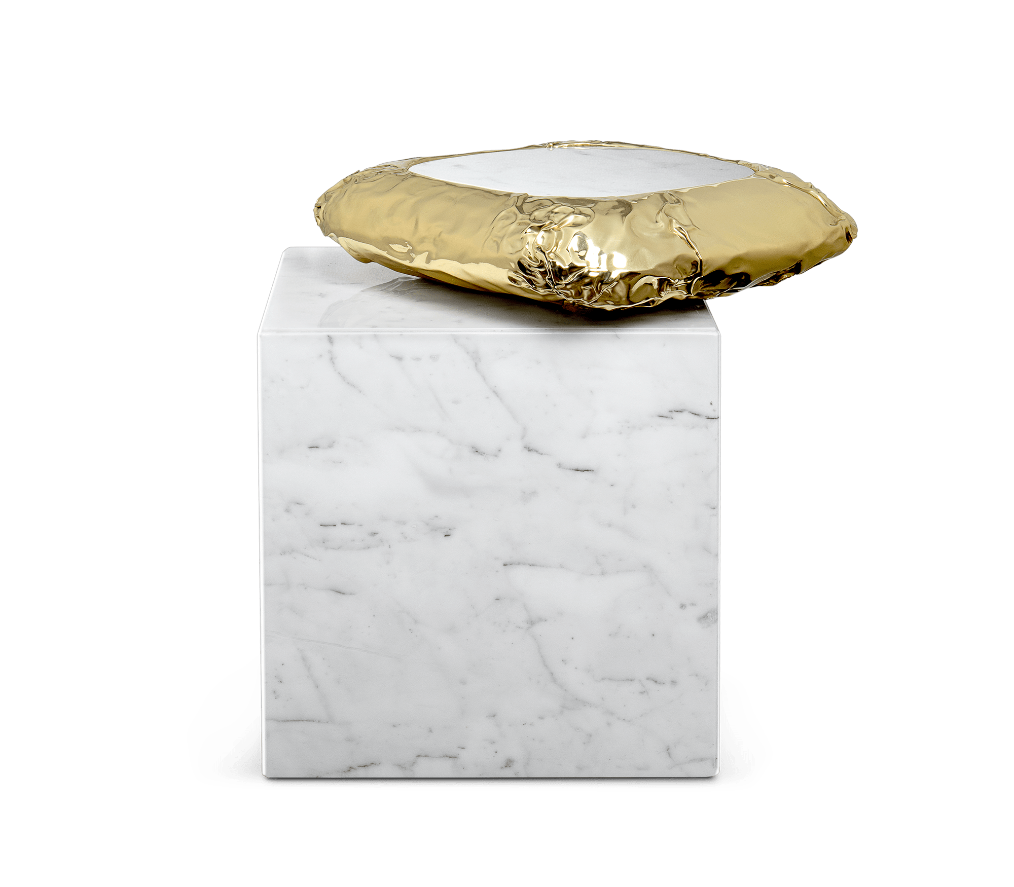 Tavolino Laterale in Marmo Carrara Megalith
