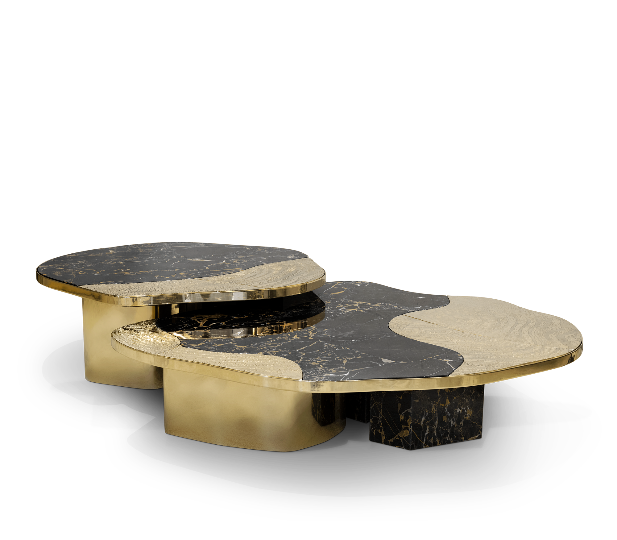 Set Tavoli Athena in Marmo Portoro e Oro