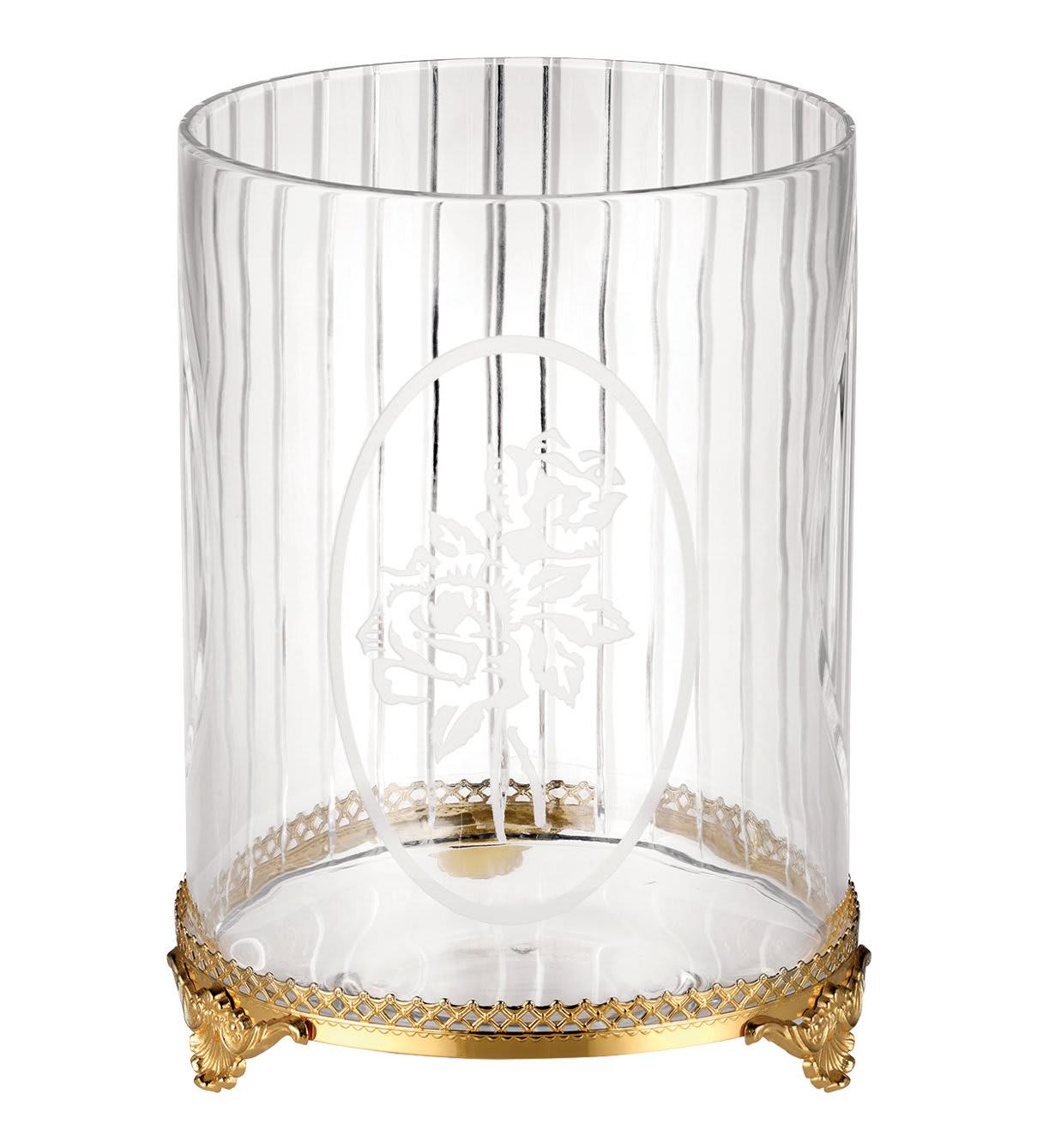 Cestino in Cristallo con Finitura in Oro 24K