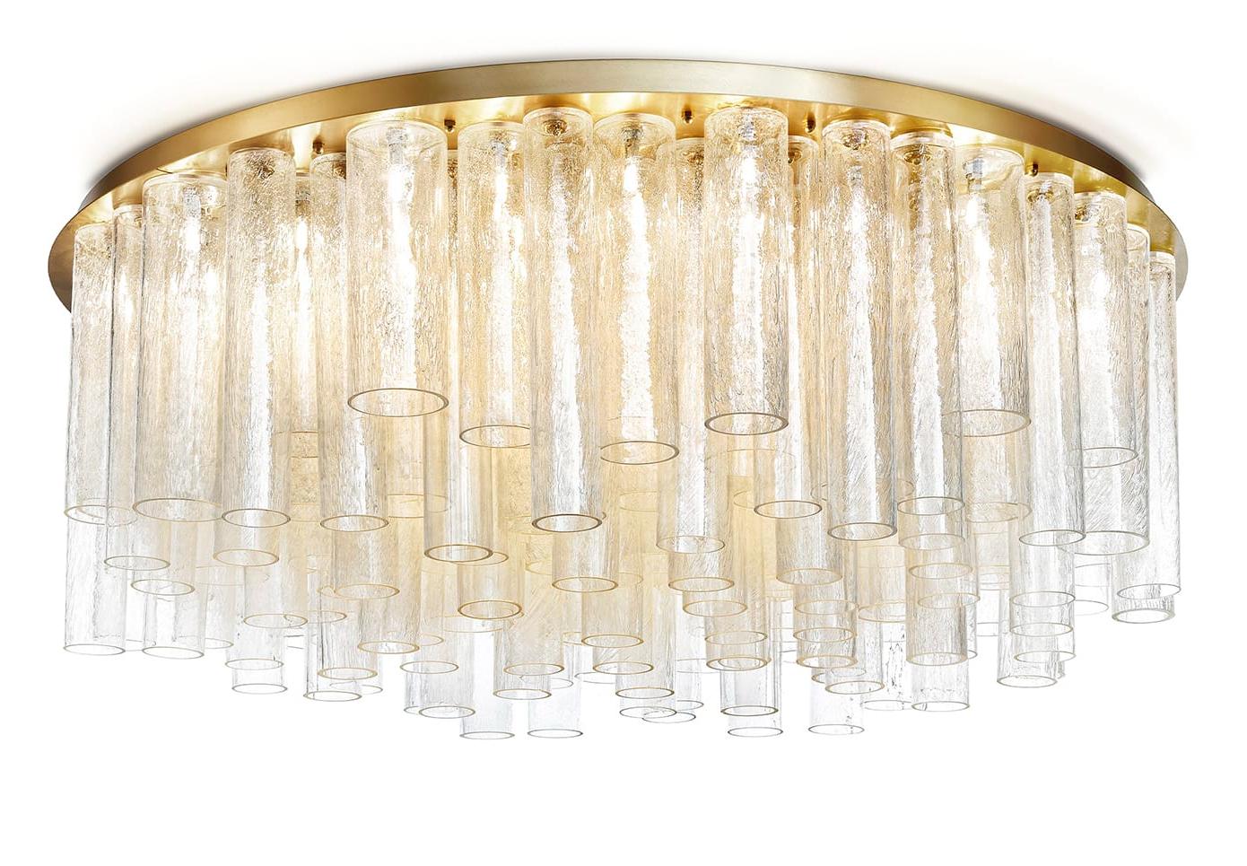 Lampadario Cilindrico in Vetro di Murano Oro