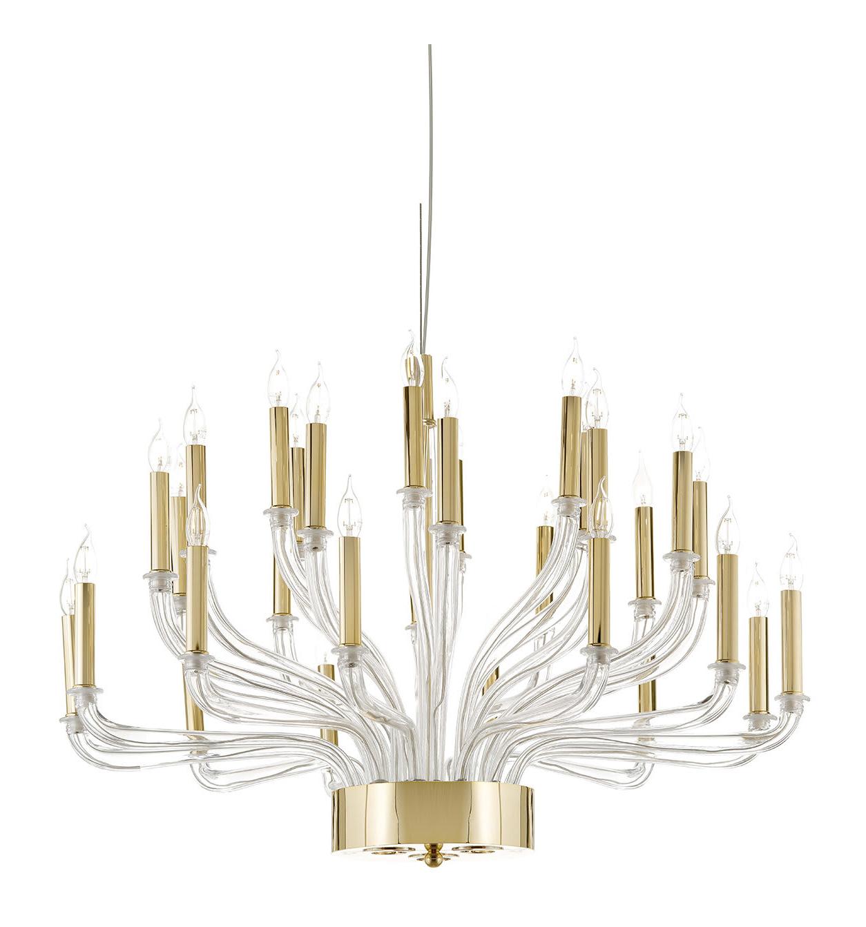 Lampadario Murano a Bracci con Finitura Oro