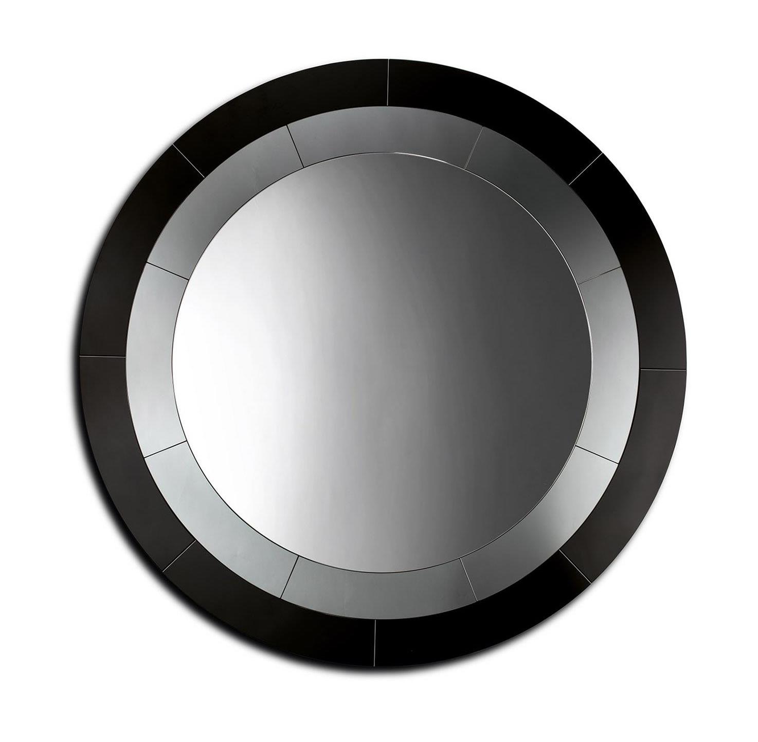 Specchio Rotondo in Vetro Fumé con Inserti Eleganti