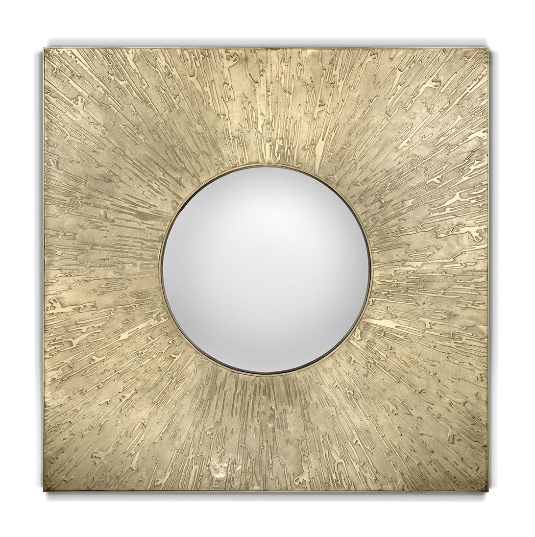 Specchio da Parete Quadrato in Ottone