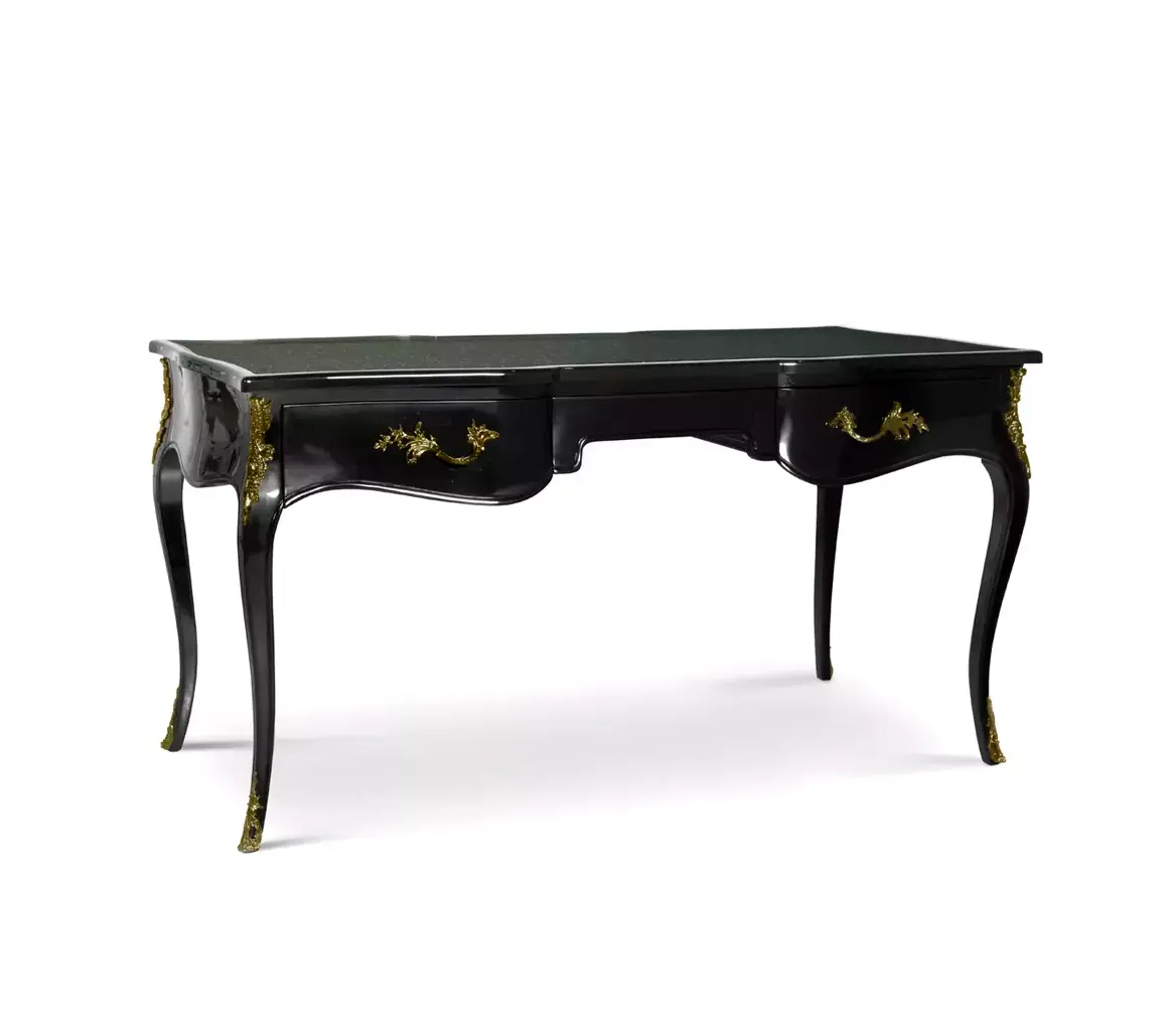 Exotic Scrivania Piume di Pavone e Bronzo Dorato