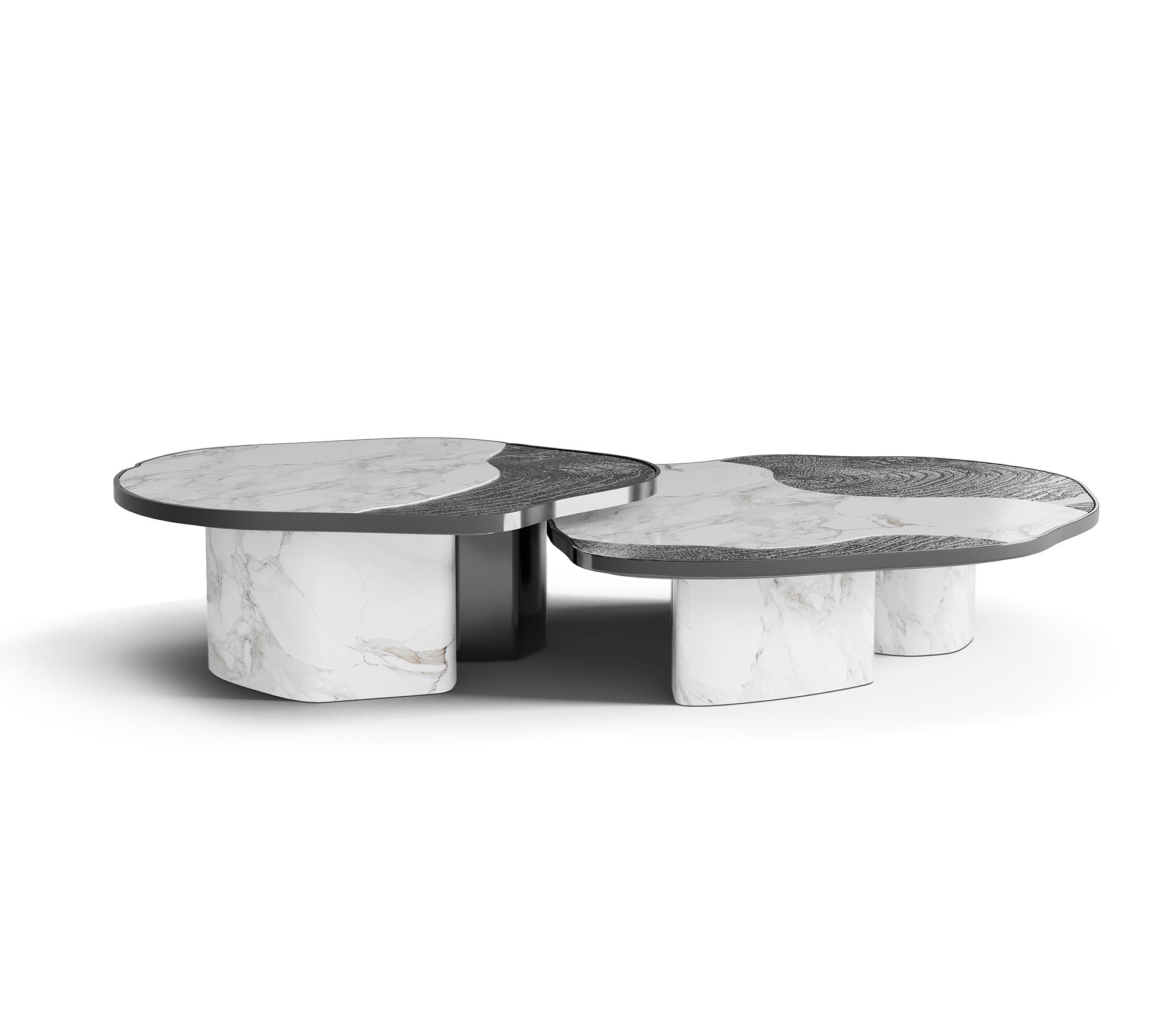 Set Tavoli Athena in Marmo Calacatta e Onice