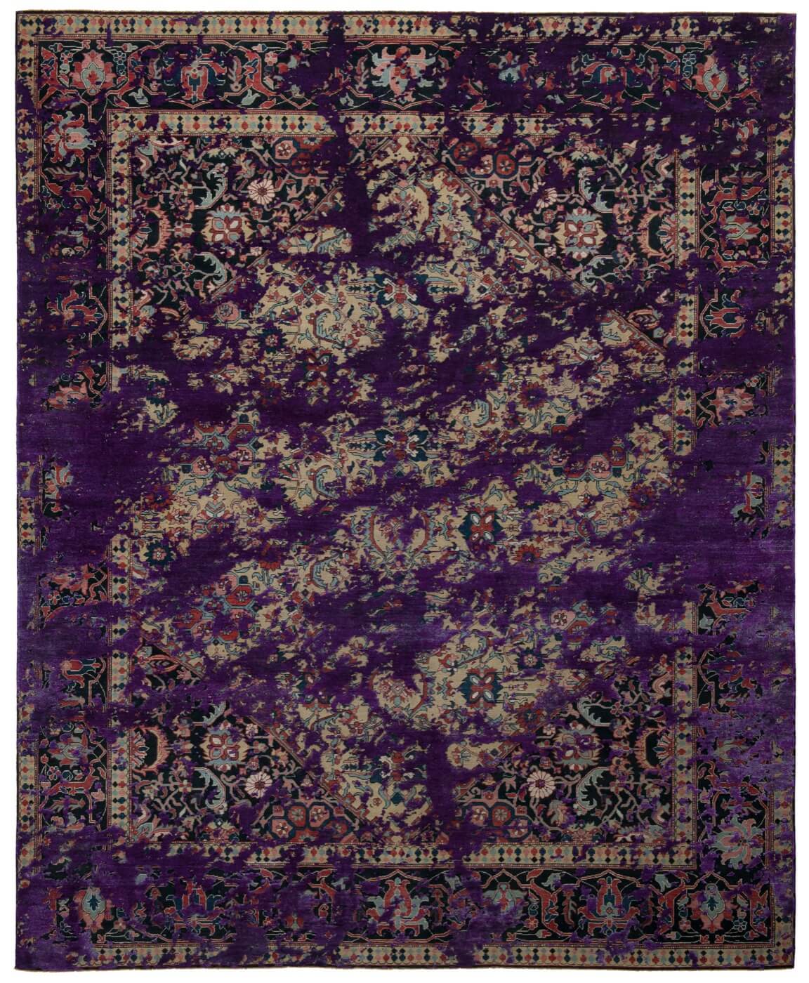 Tappeto Serapi Queensbury Double Sky Giallo Viola Seta