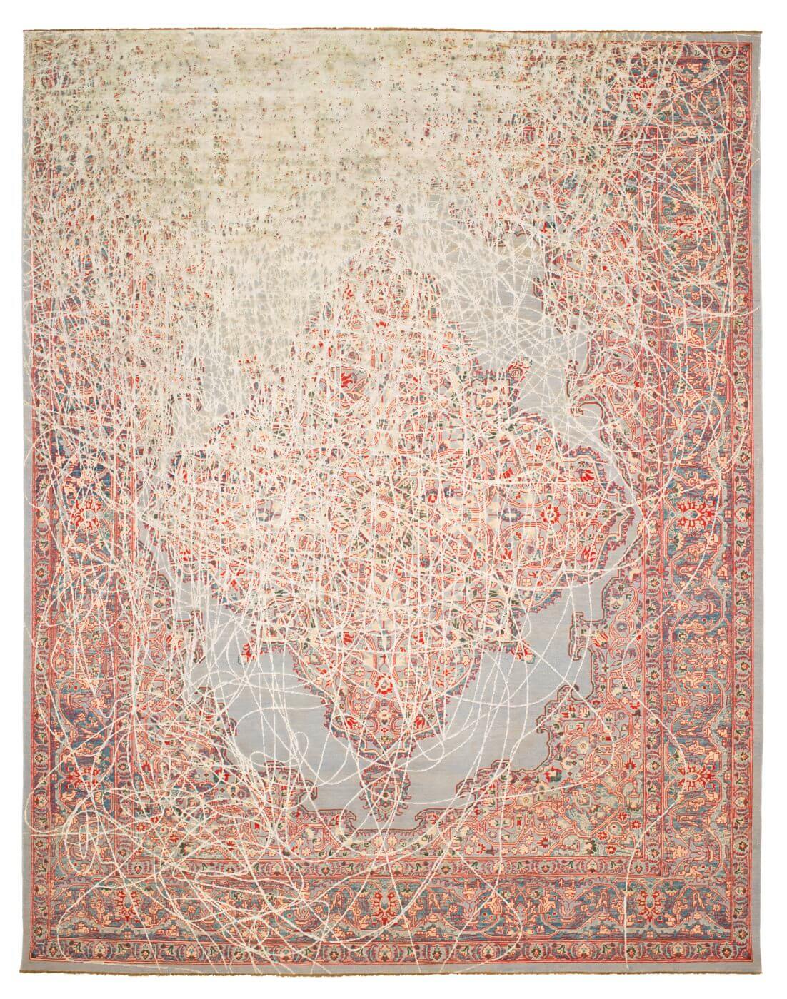 Tappeto Tabriz Tohuwabohu Grigio Argento Seta