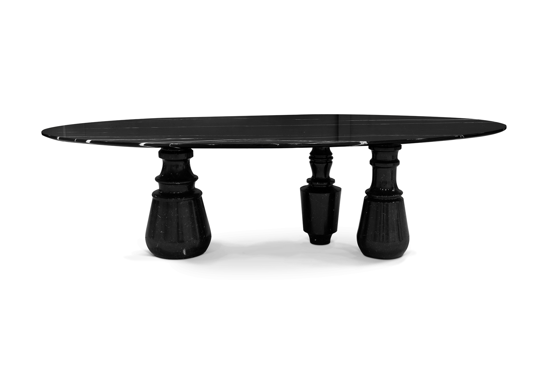 Tavolo Ovale XL in Marmo Nero Marquina Obsidian