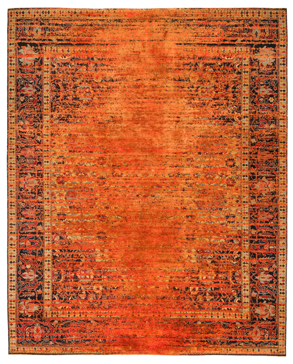 Tappeto Serapi Queensbury Stomped Reverse Giallo Neon Arancio Seta | Misura: 250 x 300 cm