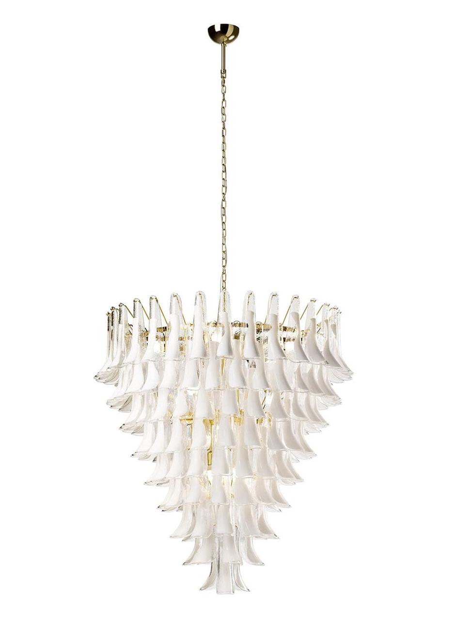 Lampadario Rotondo con Foglie in Vetro di Murano