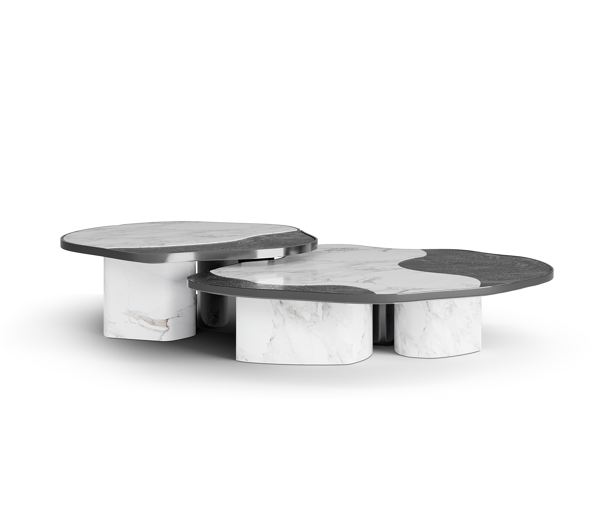 Set Tavoli Athena in Marmo Calacatta e Onice