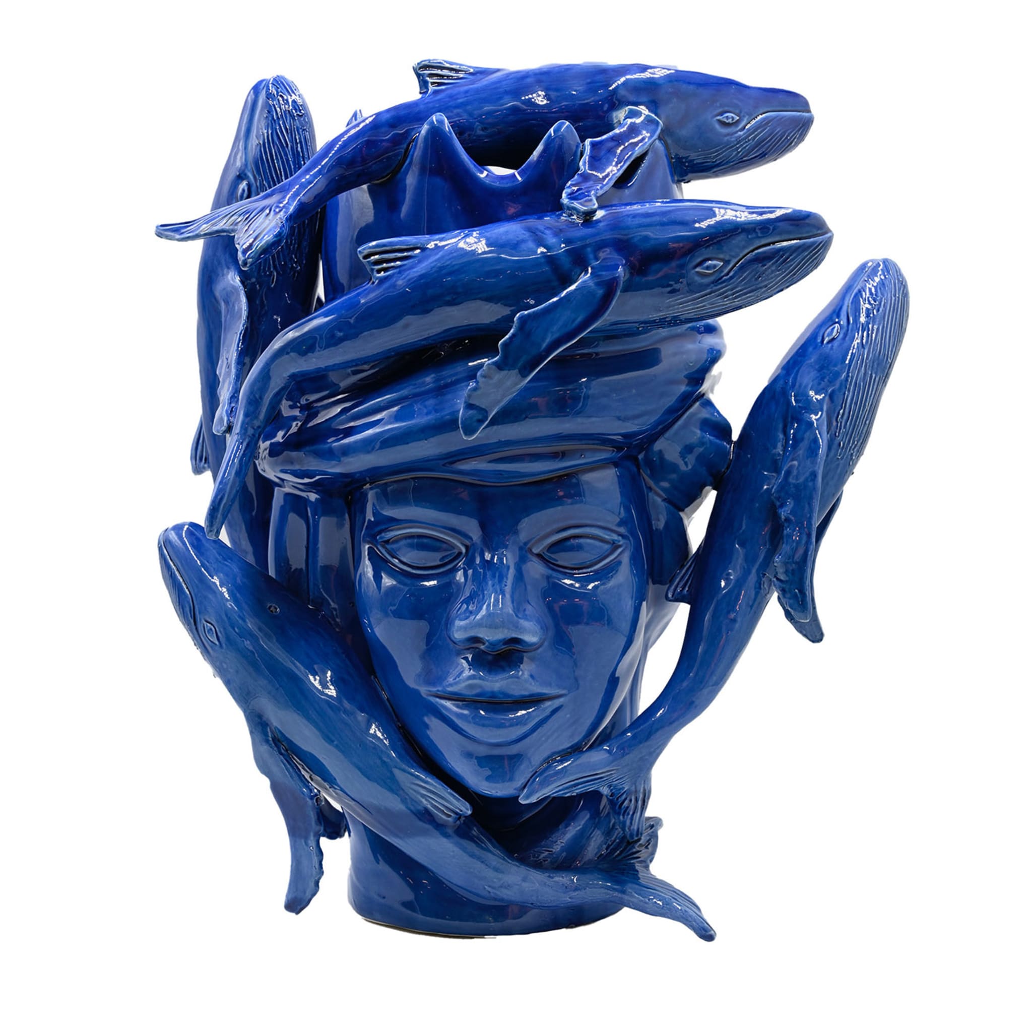 Testa di Moro Blu Lucido Scultura