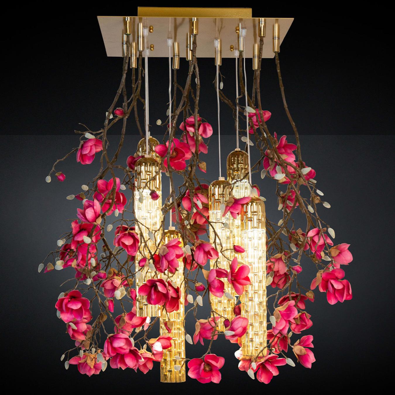 Lampadario Quadrato Magnolia Oro