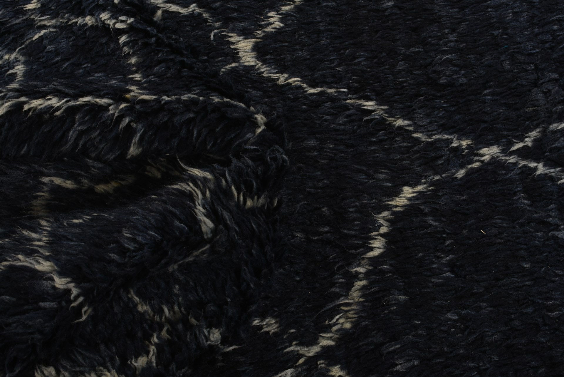Tappeto Berber Nero & Bianco Pelo Alto