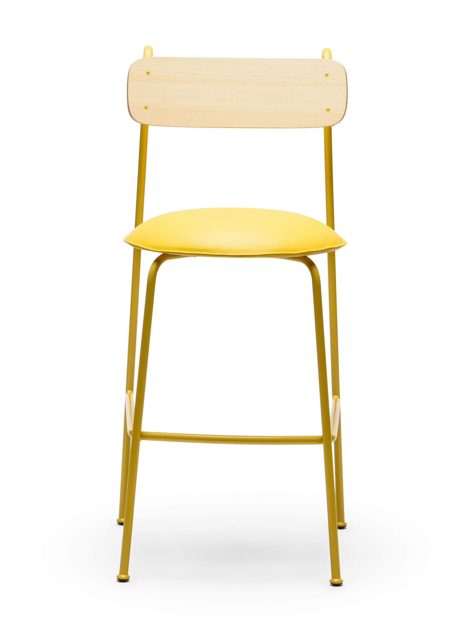 Sgabello da Bar Lena SG-75 Giallo in Frassino