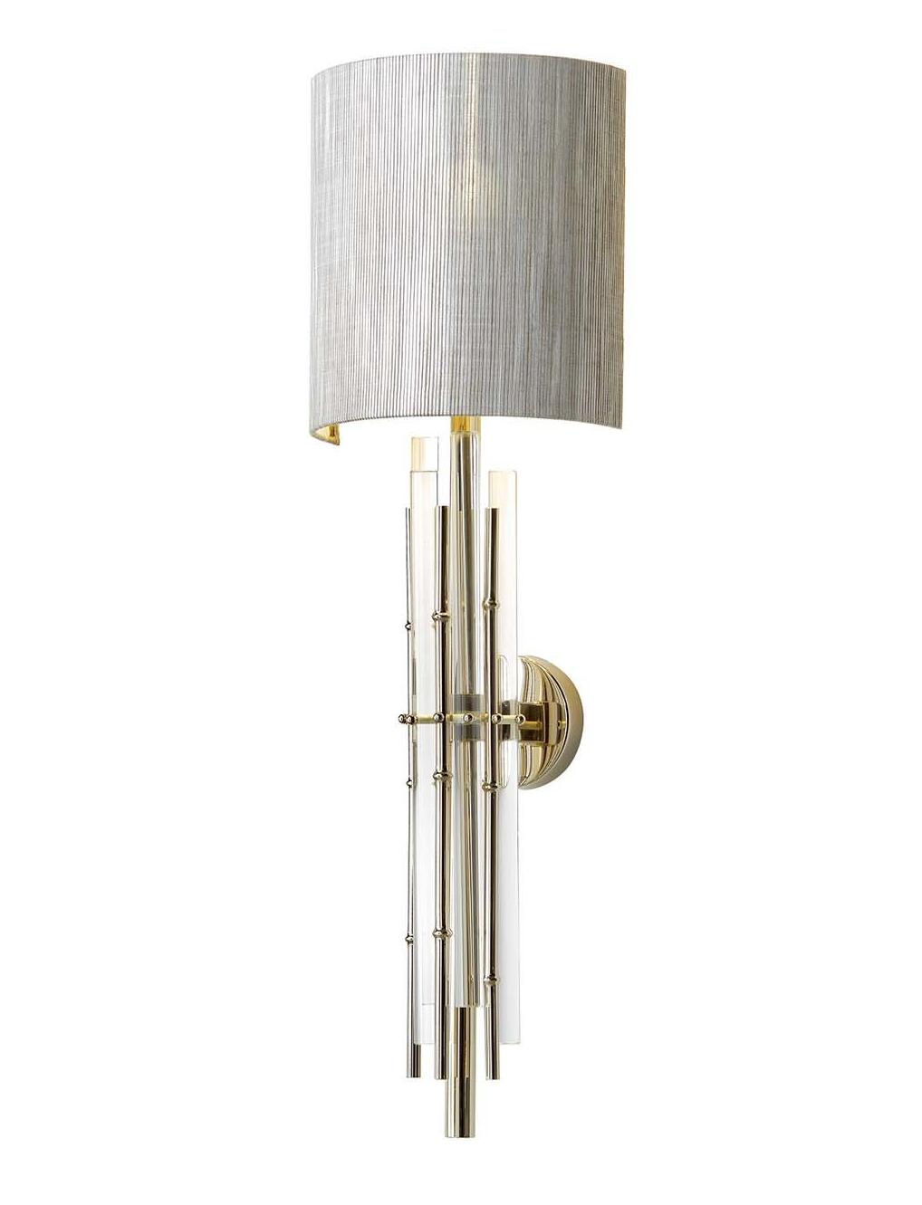Applique Bamboo con Vetro e Paralume in Tessuto
