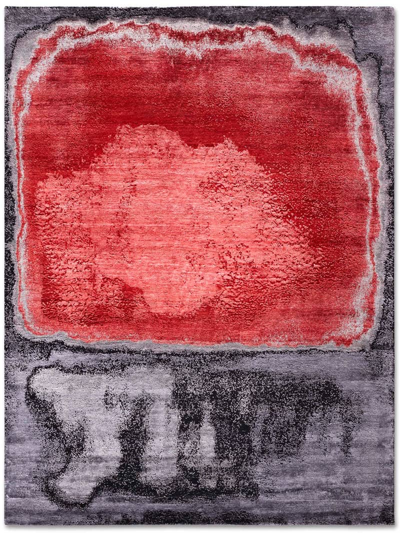 Tappeto Tessuto Rosso e Argento