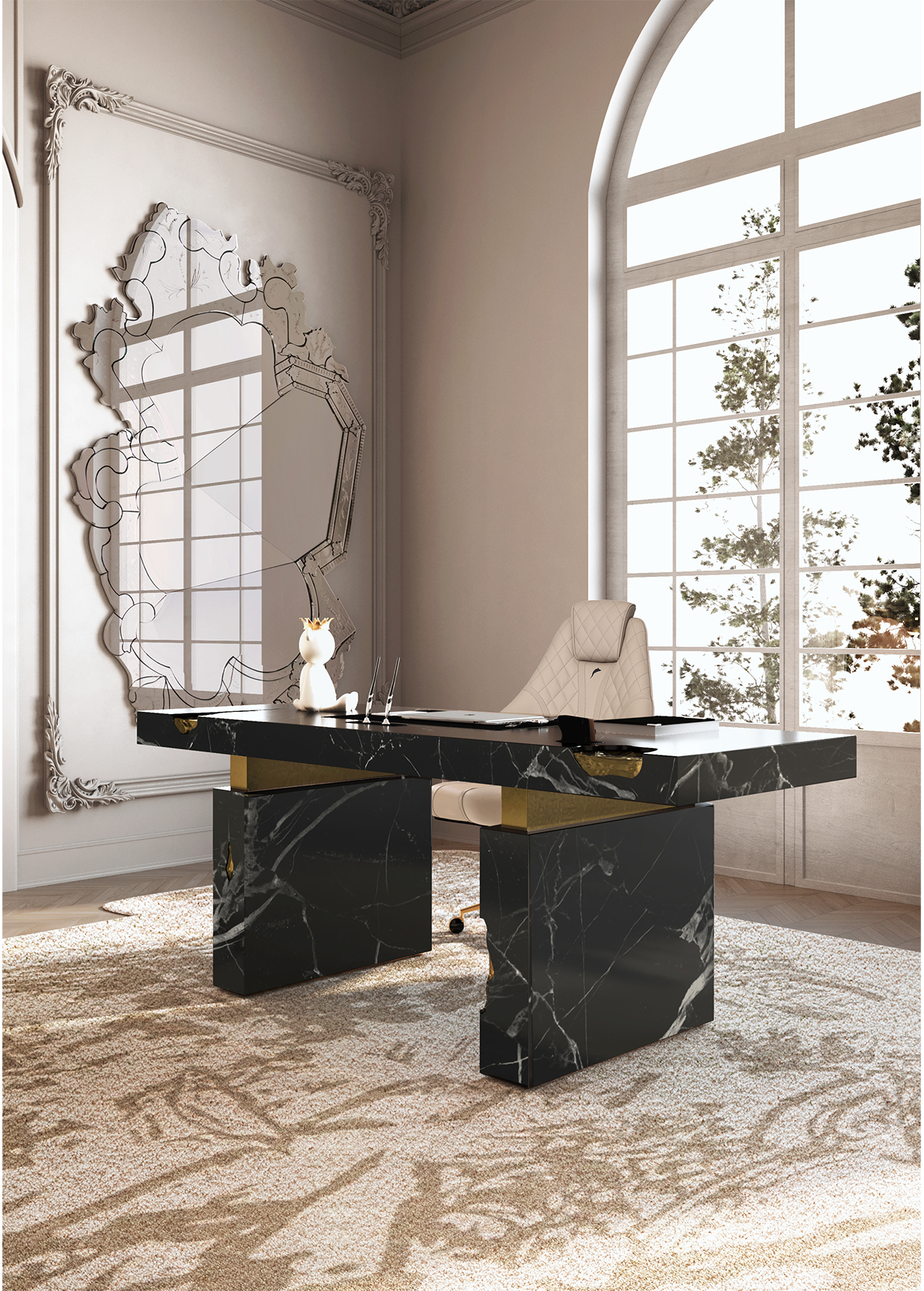 Scrivania in Marmo Nero Marquina Dominion