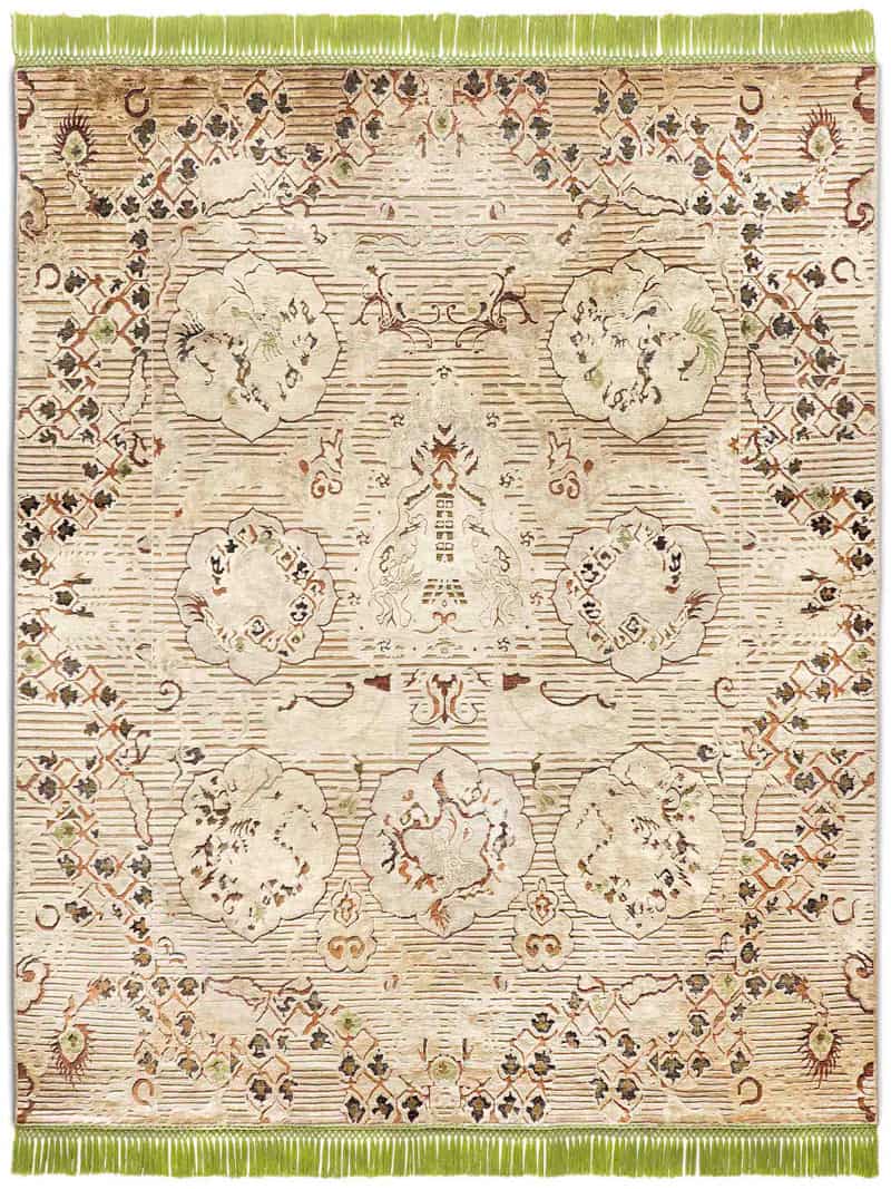 Tappeto Annodato Dragon Verde/Beige | Misura: 274 x 365 cm