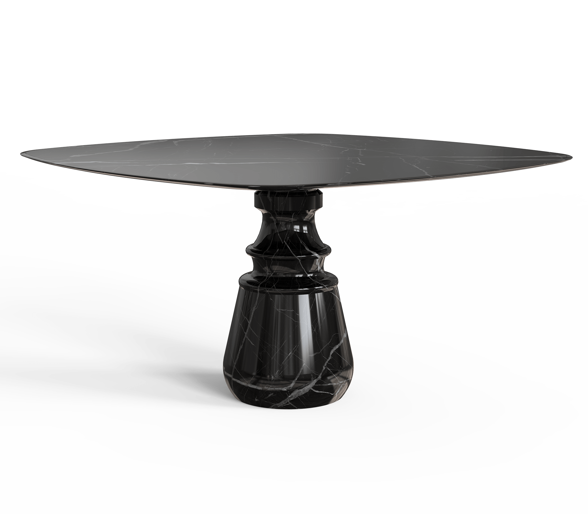 Tavolo Quadrato in Marmo Nero Marquina Obsidian