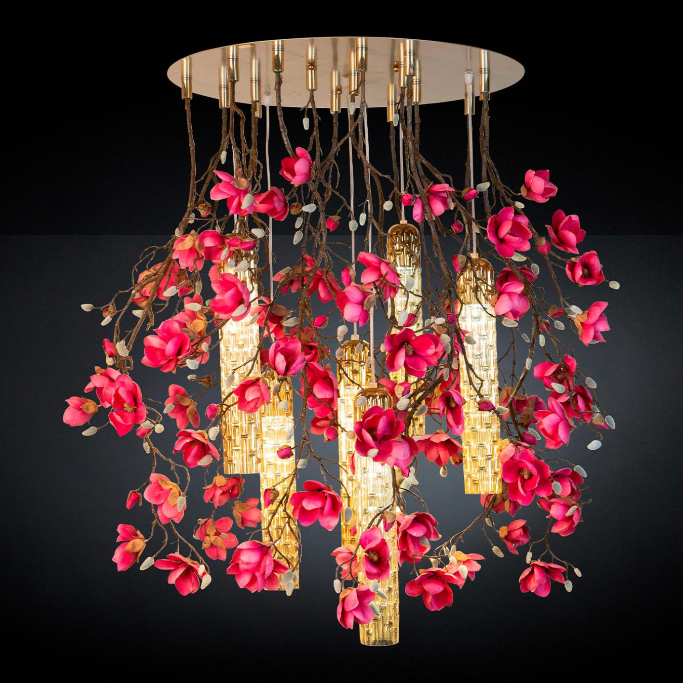 Lampadario Magnolia Rosa Oro