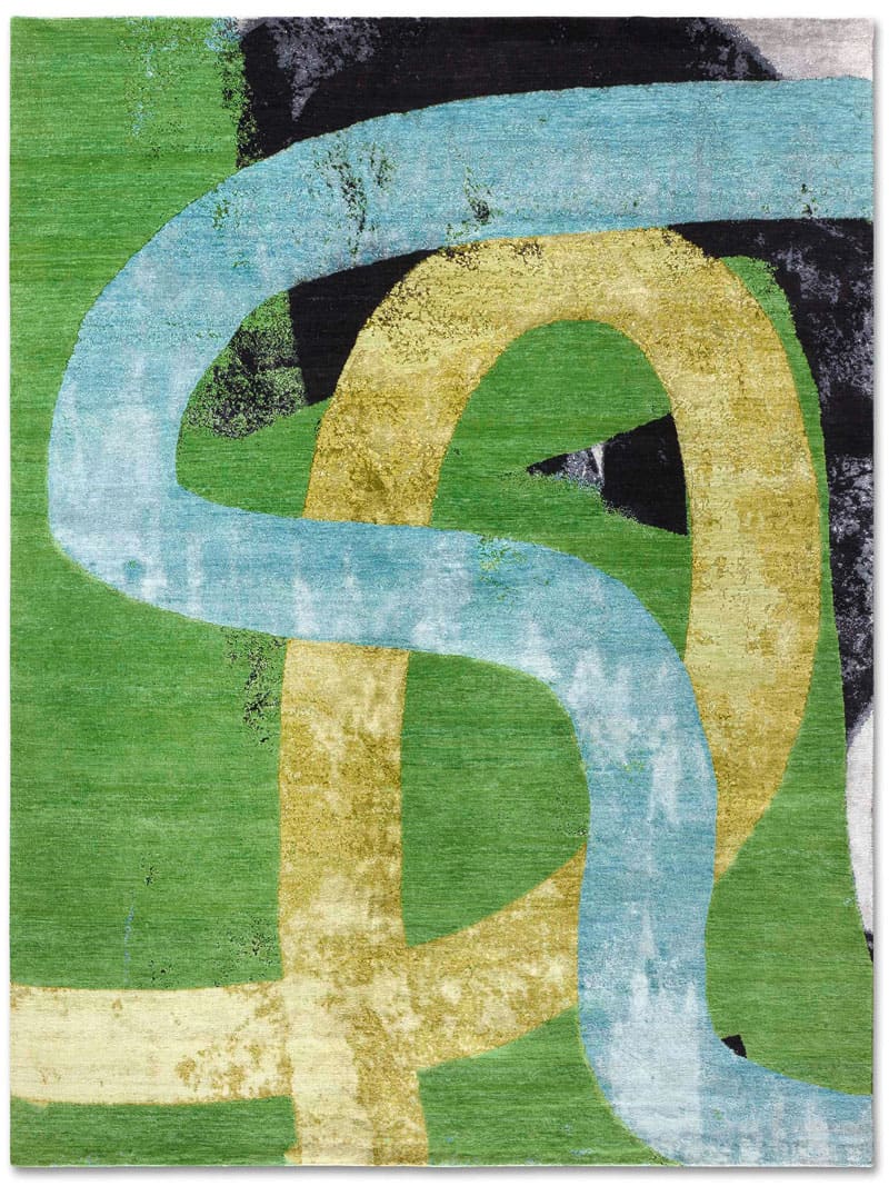 Tappeto Tessuto Verde/Giallo Original