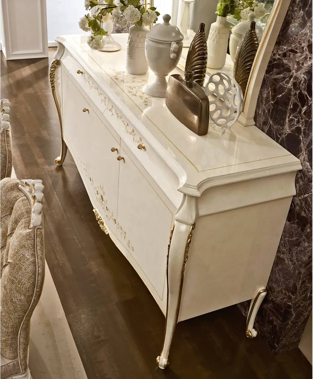 Credenza Italiana Avorio | Configurazione: Con specchio