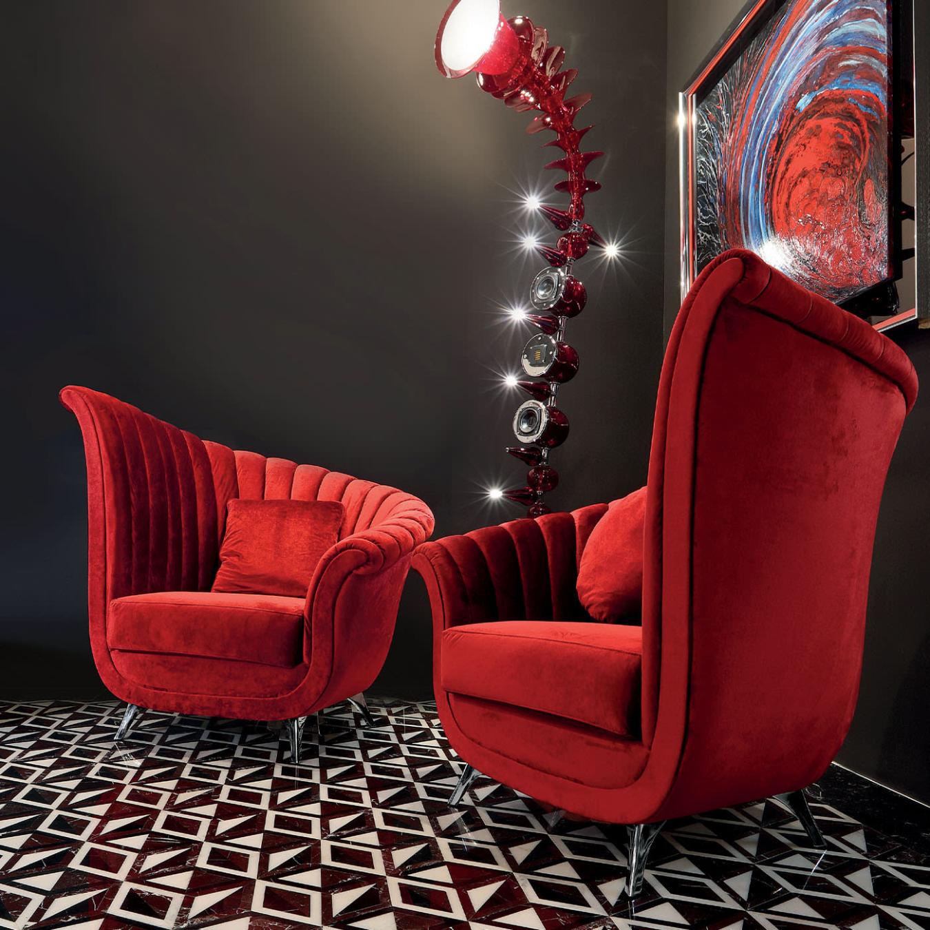 Poltrona in Velluto Rosso