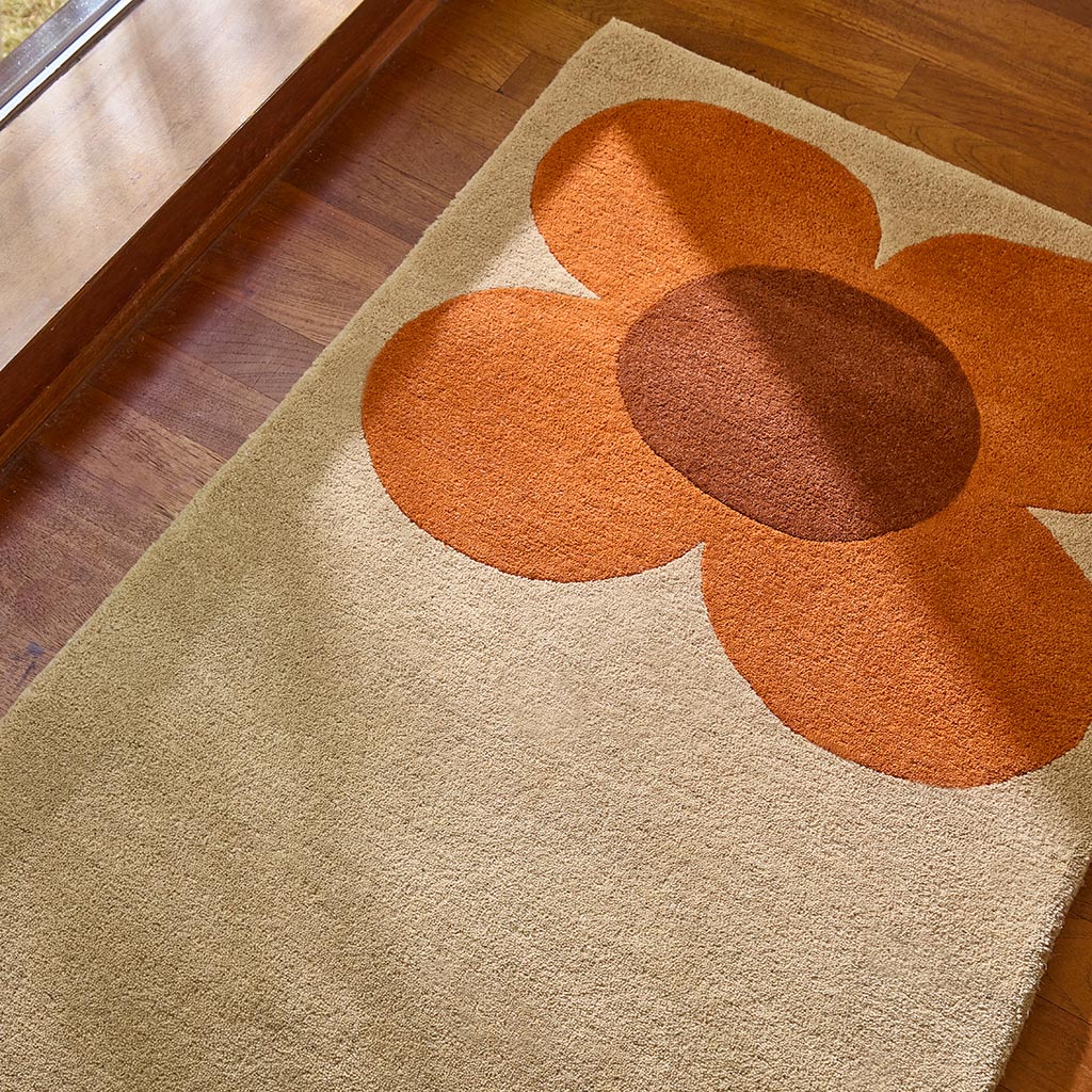 Flower Placement Pumpkin/Ecru Tappeto