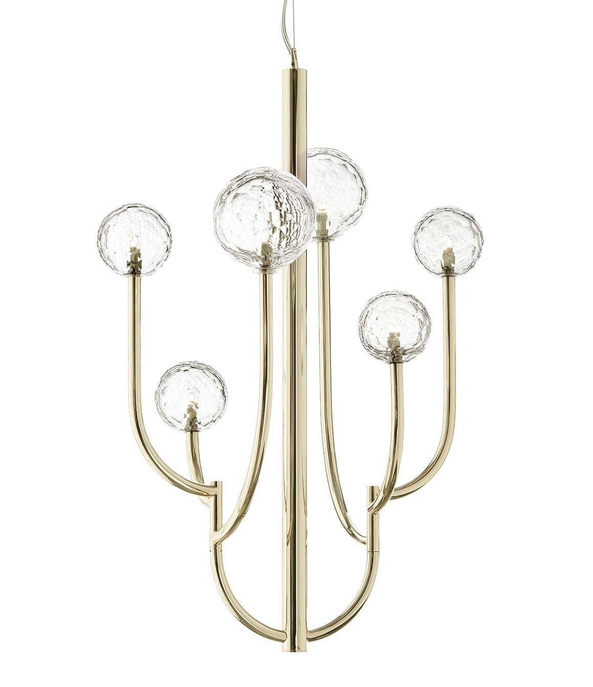 Lampadario Cactus Oro con Sfere in Cristallo