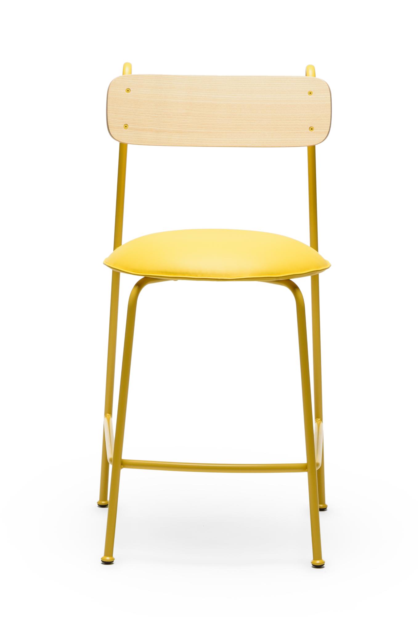 Sgabello da Bar Lena SG-65 Giallo in Frassino