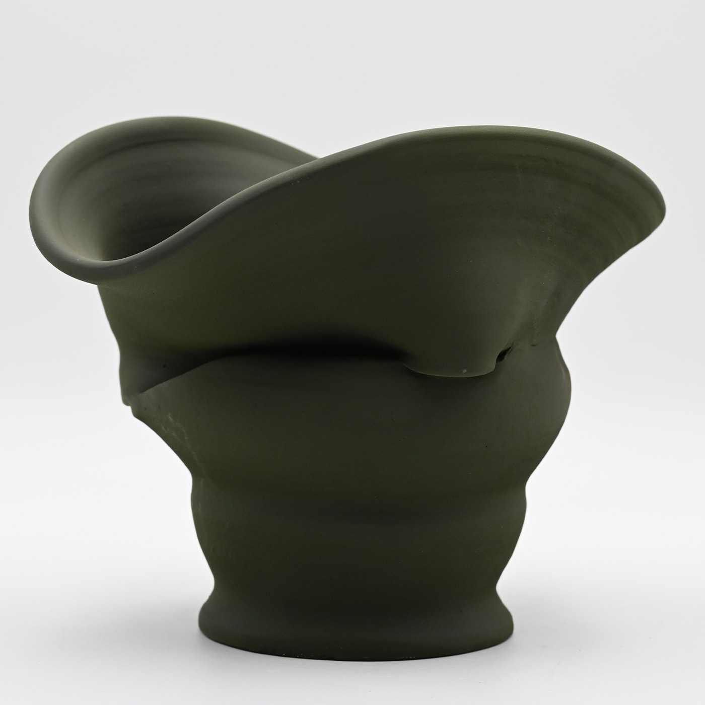 Vaso Verde Scolpito a Mano