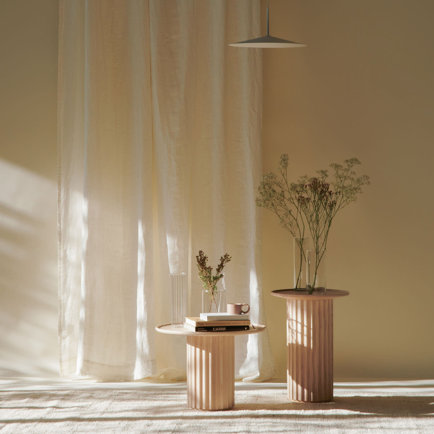 Tavolino da Caffè Frassino Naturale Capitello | Dimensioni: Ø 55 cm