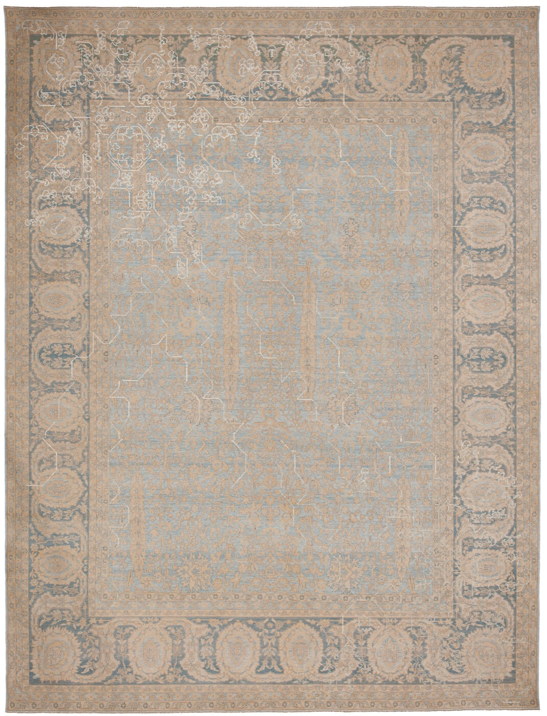 Tappeto Tabriz Wooster Sekizgen 2 Azzurro Argento