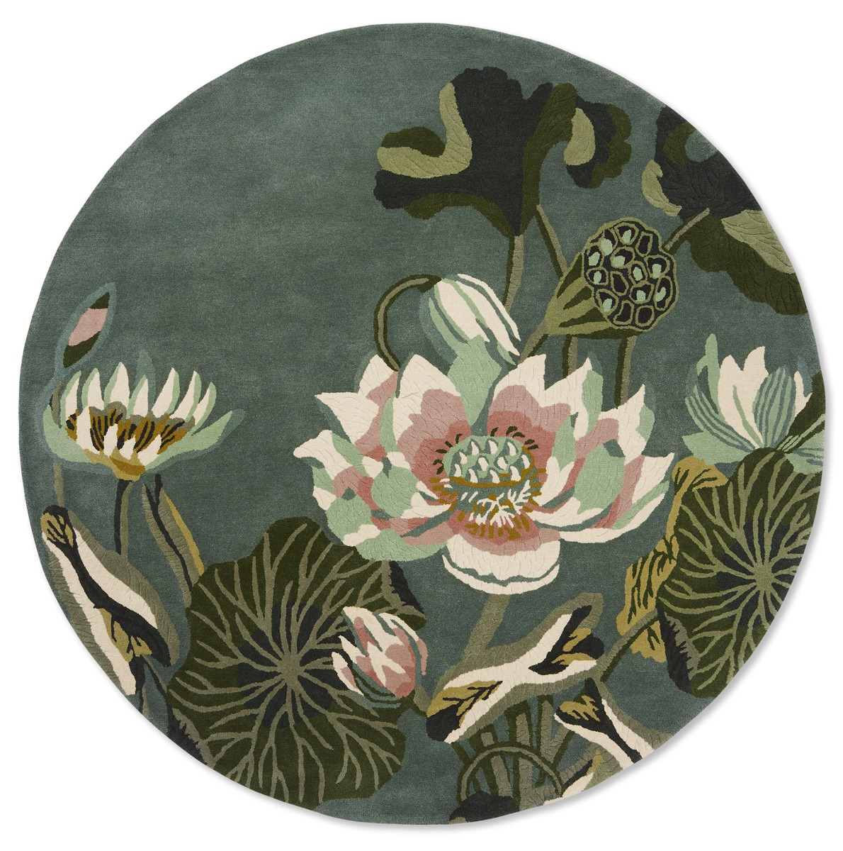 Tappeto Rotondo Waterlily Midnight Pond