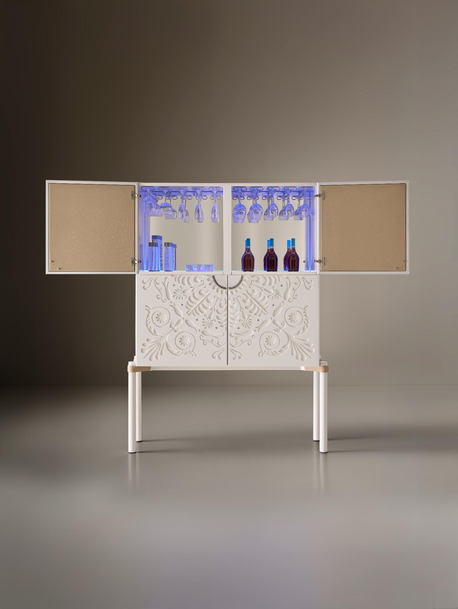 Bar cabinet bianco contemporaneo Alexandra