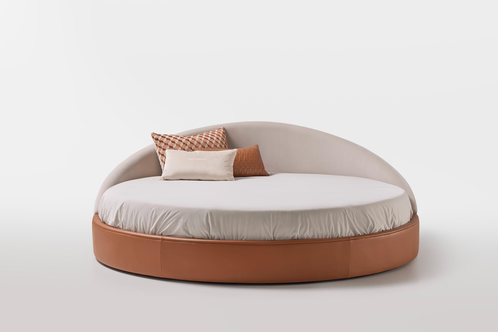 Letto rotondo in pelle Arco