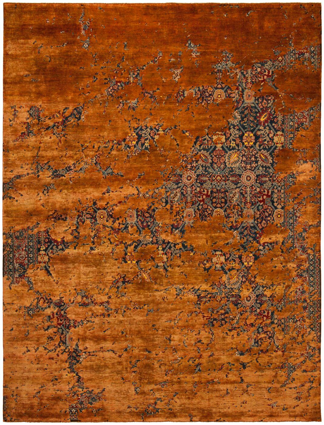 Tappeto Tabriz Canal Blu Navy Marrone Seta | Misura: 250 x 300 cm