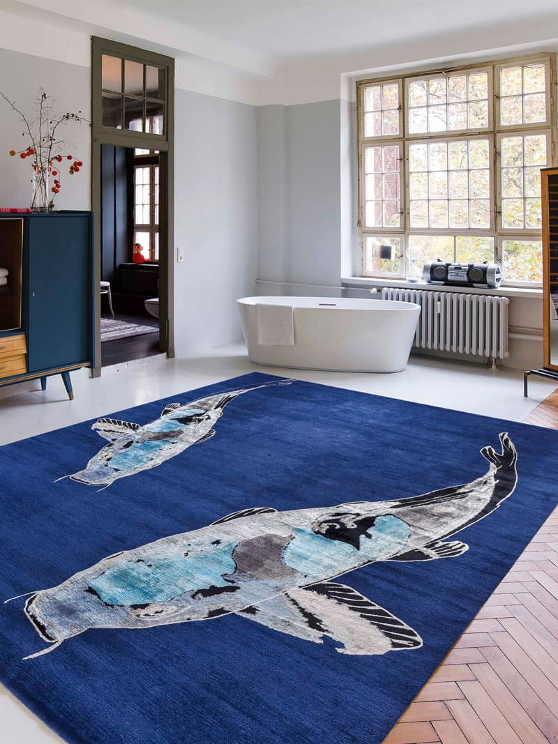 Tappeto Lusso Fish Blu