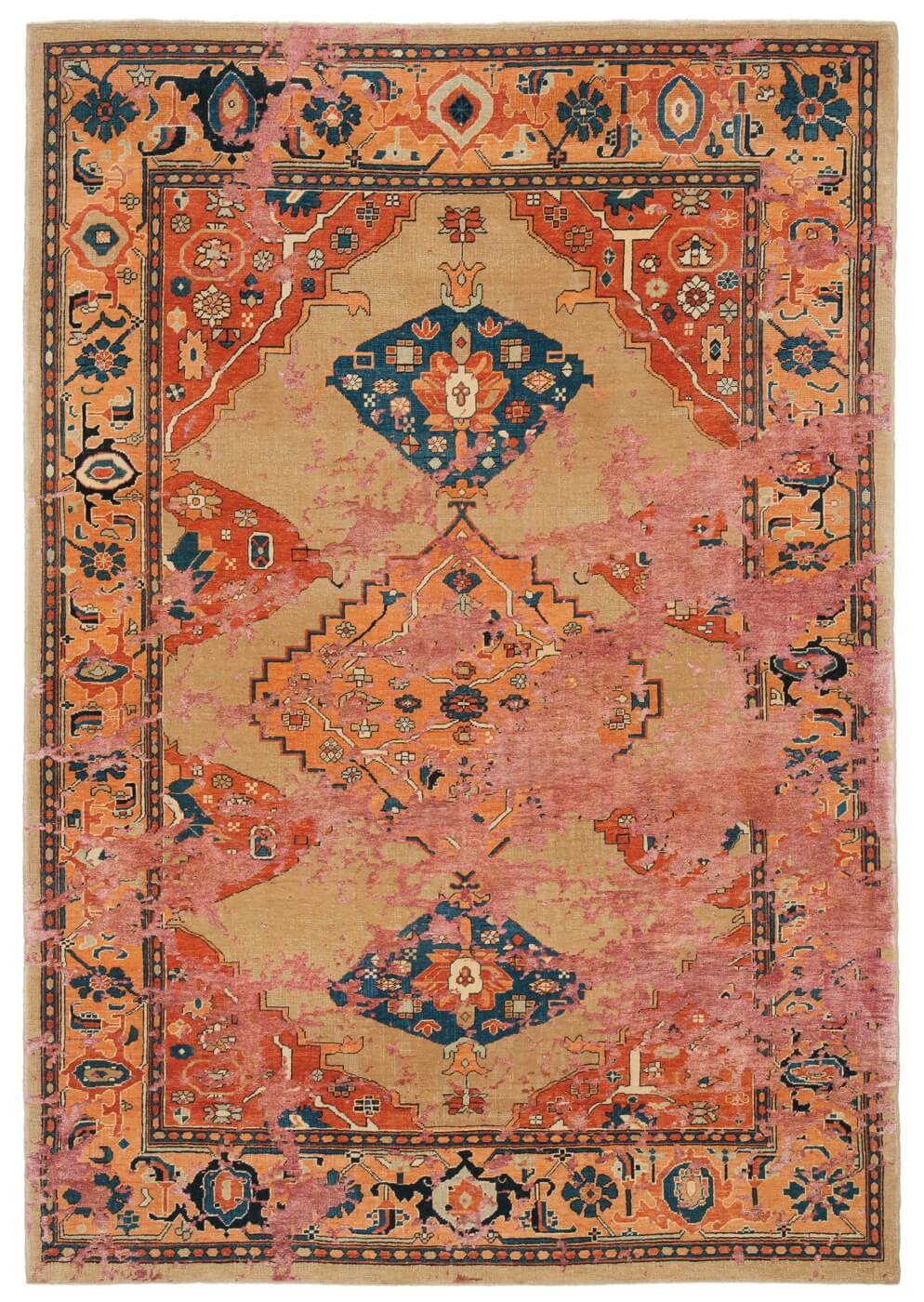 Tappeto Serapi Kingsbury Sky Giallo Rosa Seta | Misura: 250 x 300 cm