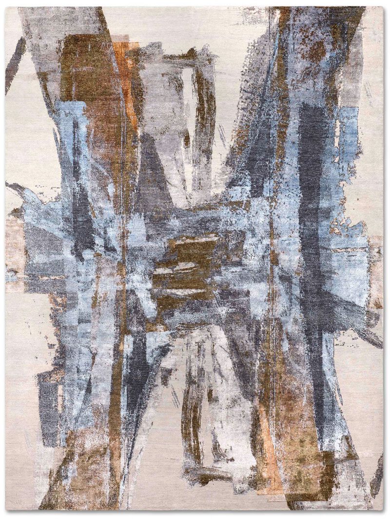 Tappeto Tessuto Blu/Ruggine
