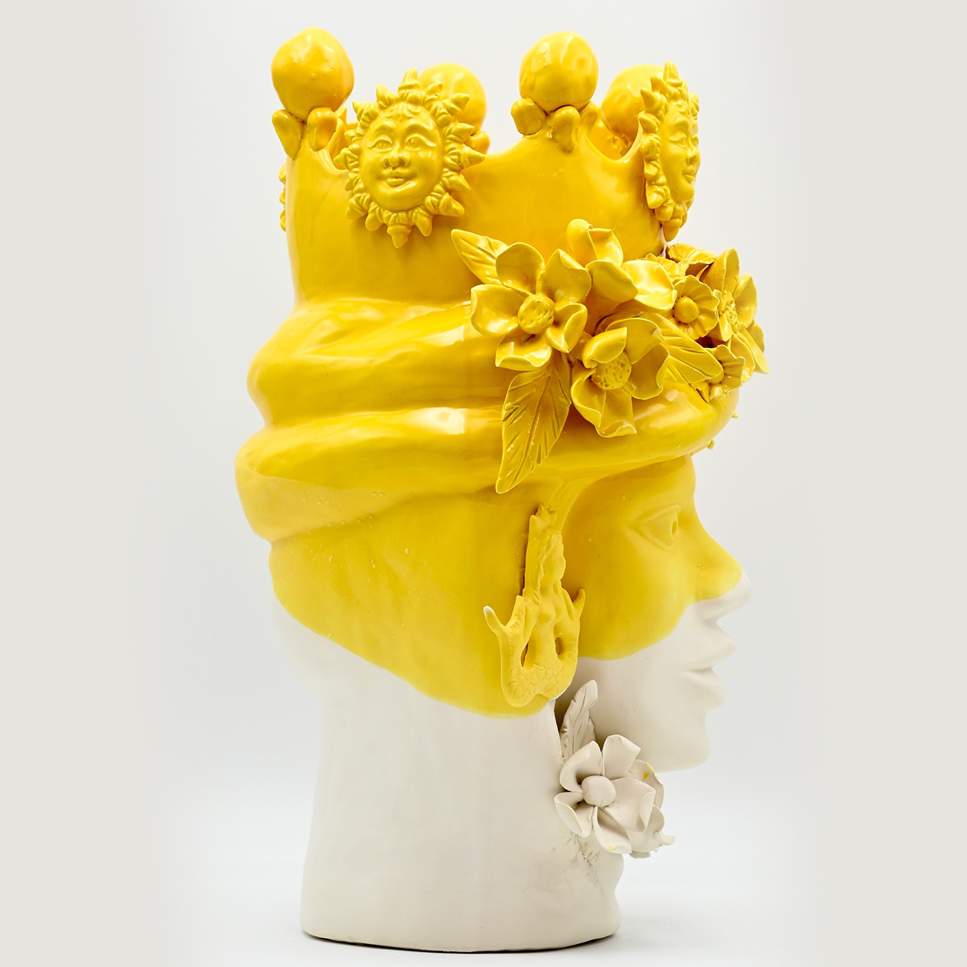 Testa di Moro Oro e Bianca Artigianale Scultura