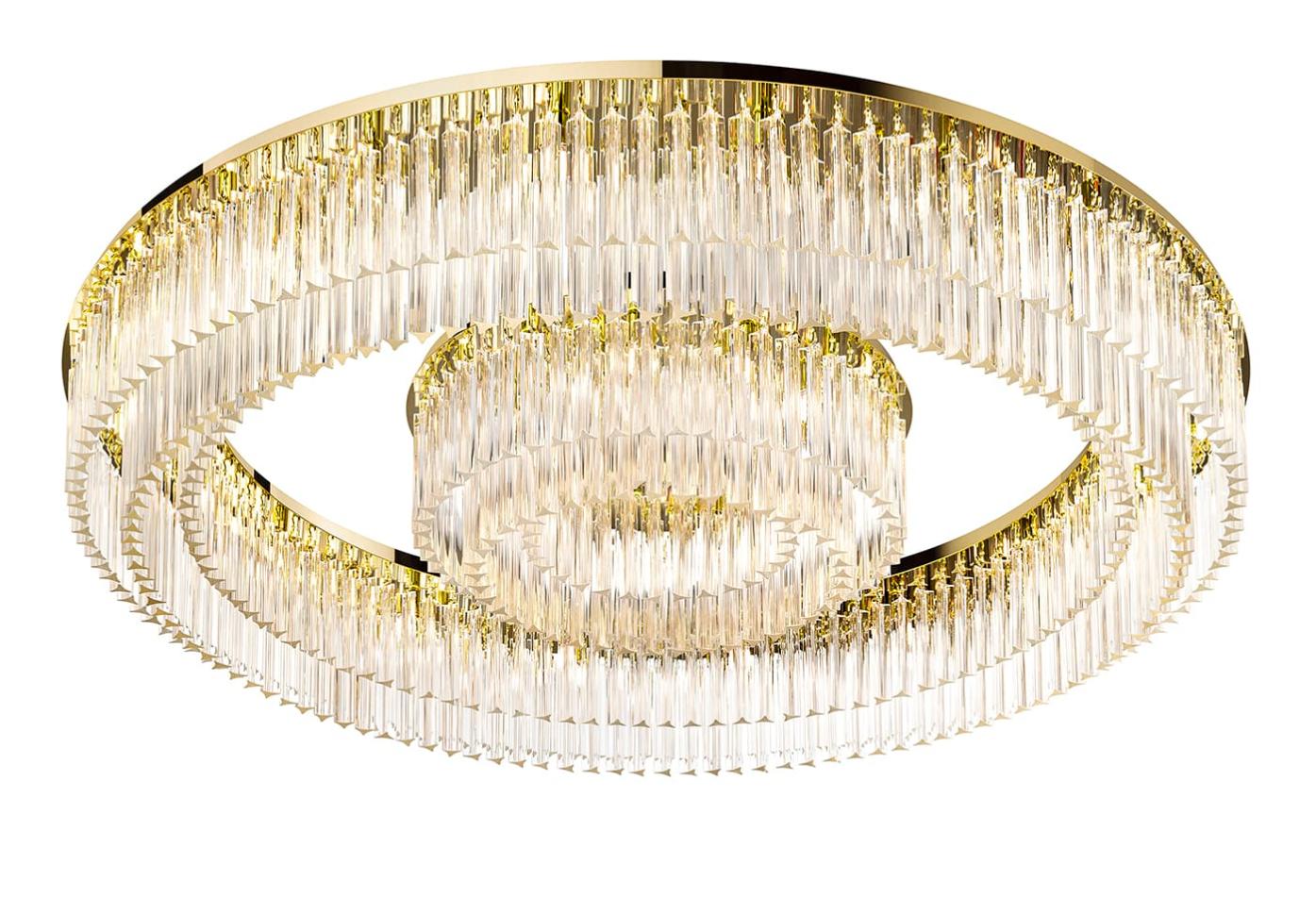 Lampadario Rotondo in Oro Lucido