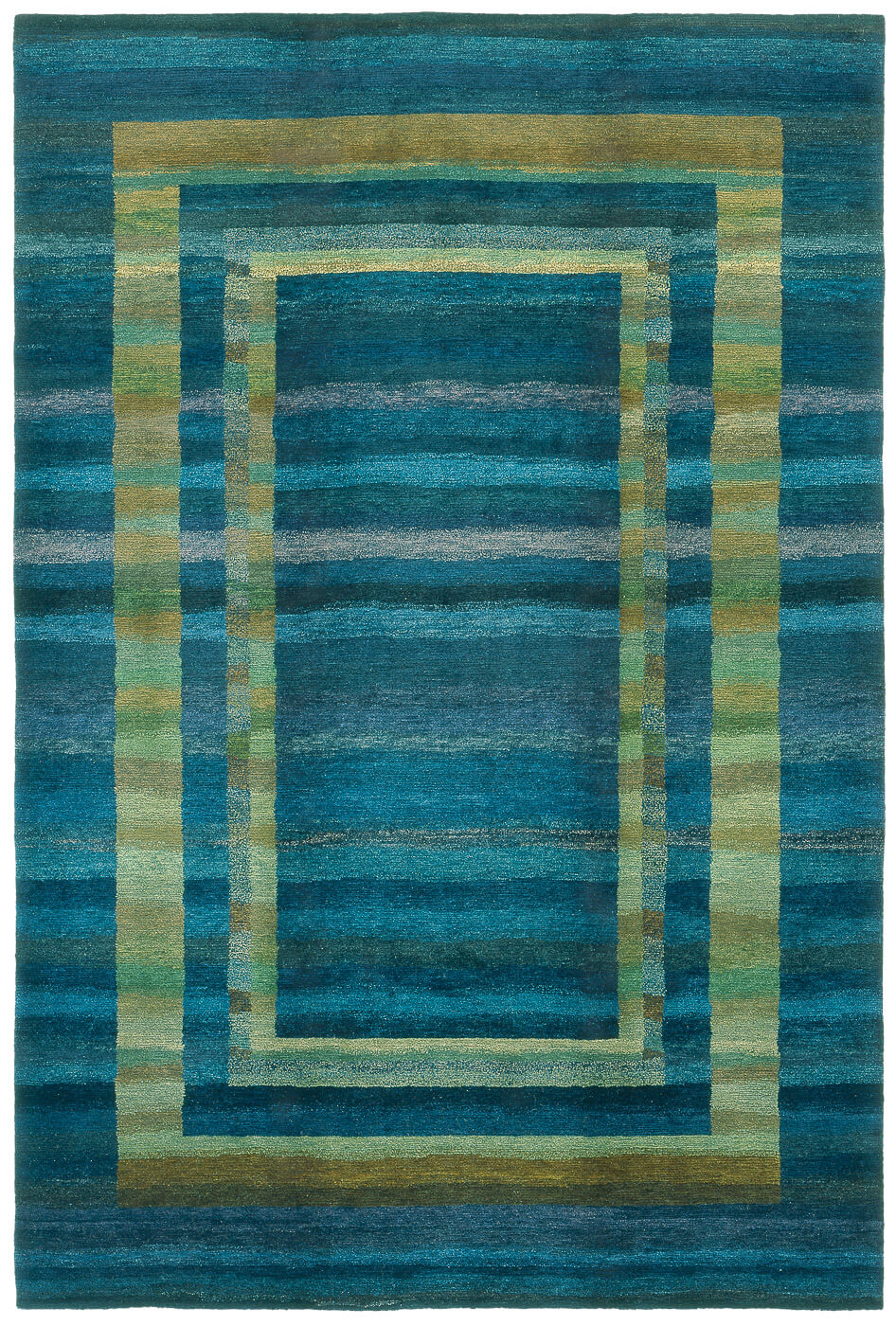 Tappeto Gamba Triple Bordo Blu Verde