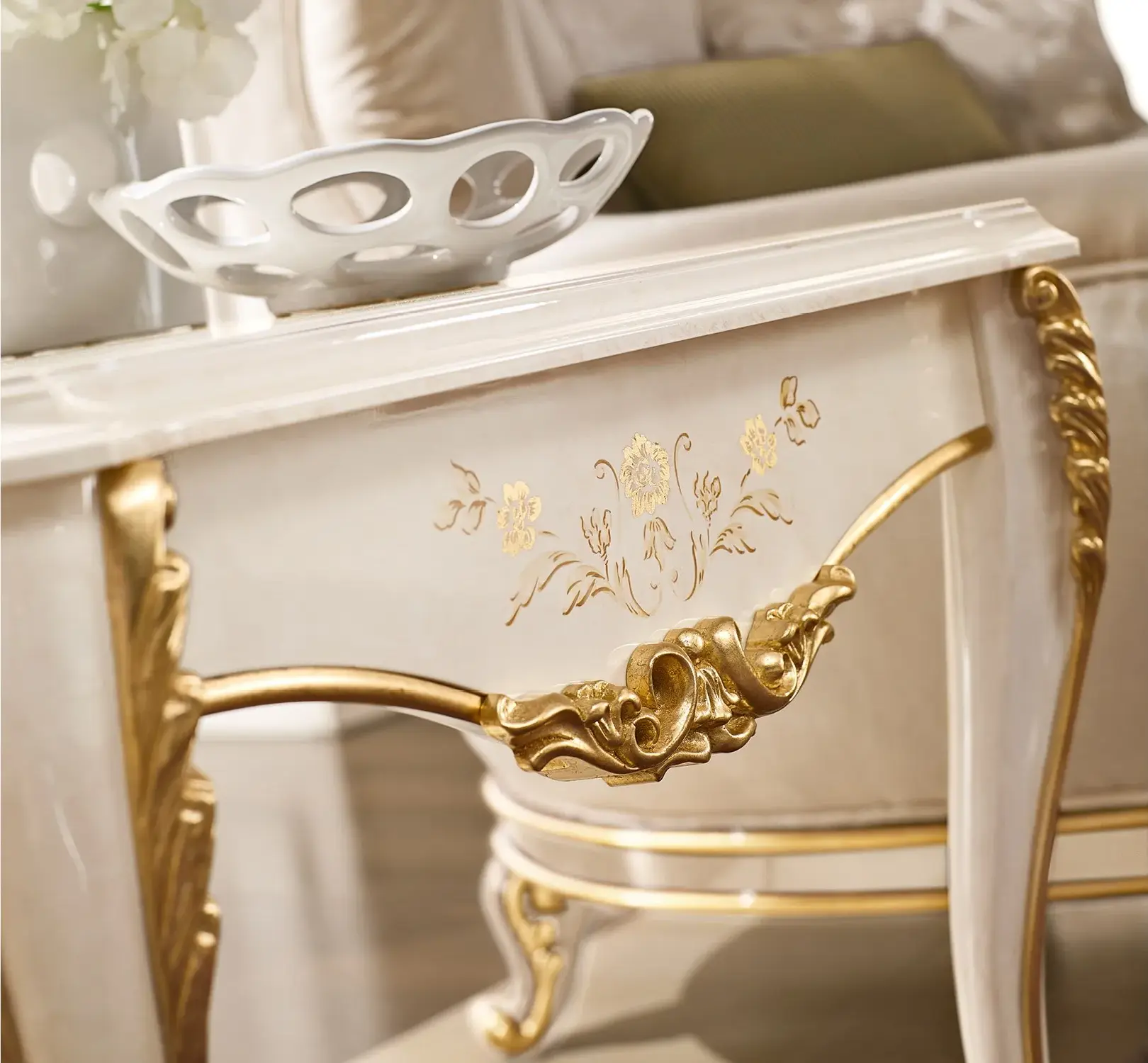 Tavolino Italiano Avorio / Oro